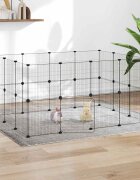 vidaXL Клетка за животни с врата 28 панела черна 140x105x70 см стомана