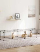vidaXL Клетка за животни с врата 28 панела черна 210x70x35 см стомана
