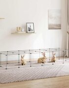 vidaXL Клетка за животни с врата 28 панела черна 210x70x35 см стомана