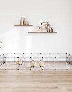 vidaXL Клетка за животни с врата 28 панела черна 245x245x35 см стомана