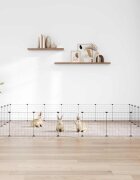vidaXL Клетка за животни с врата 28 панела черна 245x245x35 см стомана