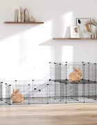 vidaXL Клетка за животни с врата 36 панела черна 175x105x70 см стомана