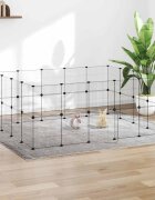 vidaXL Клетка за животни с врата 36 панела черна 175x140x70 см стомана