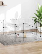 vidaXL Клетка за животни с врата 36 панела черна 175x140x70 см стомана