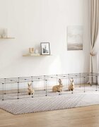 vidaXL Клетка за животни с врата 36 панела черна 280x70x35 см стомана