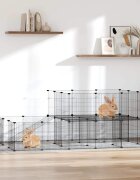 vidaXL Клетка за животни с врата 44 панела черна 175x105x70 см стомана