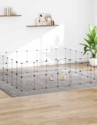 vidaXL Клетка за животни с врата 52 панела черна 245x210x70 см стомана