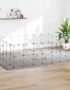 vidaXL Клетка за животни с врата 52 панела черна 35x35 см стомана