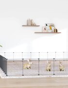 vidaXL Клетка за животни с врата 52 панела черна 455x455x35 см стомана