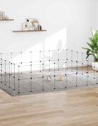 vidaXL Клетка за животни с врата 60 панела черна 35x35 см стомана