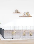 vidaXL Клетка за животни с врата 60 панела черна 525x525x35 см стомана
