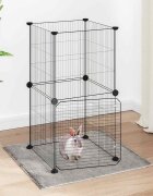 vidaXL Клетка за животни с врата 8 панела черна 35x35x70 см стомана