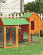 vidaXL Кокошарник кафяв 193x65x117 см бор масив