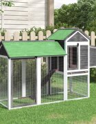 vidaXL Кокошарник сив 193x65x117 см бор масив
