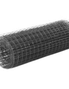 vidaXL Кокошкарска мрежа стомана с PVC покритие 10x05 м сива