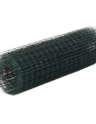 vidaXL Кокошкарска мрежа стомана с PVC покритие 10x05 м зелена