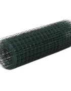 vidaXL Кокошкарска мрежа стомана с PVC покритие 10x05 м зелена