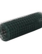 vidaXL Кокошкарска мрежа стомана с PVC покритие 25х05 м зелена