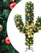 vidaXL Коледен кактус със стойка и LED зелен 150 см PVC