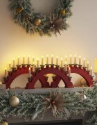 vidaXL Коледен свещник с 10 LED свещи 3 бр. LED светодиода Топло бяло