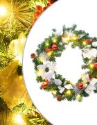vidaXL Коледен венец с LED светлини зелен 60 см PVC