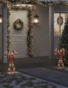 vidaXL Коледна декорация Candy Cane 50 светодиода топло бяло