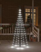 vidaXL Коледна елха на флагщок студено бяло 108 LED 180 см