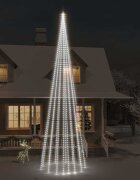 vidaXL Коледна елха на флагщок студено бяло 1134 LED 800 см
