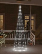vidaXL Коледна елха на флагщок студено бяло 310 LED 300 см
