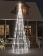 vidaXL Коледна елха на флагщок студено бяло 732 LED 500 см