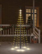 vidaXL Коледна елха на флагщок топло бяло 108 LED 180 см