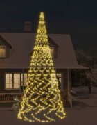 vidaXL Коледна елха на флагщок топло бяло 3000 LED 800 см