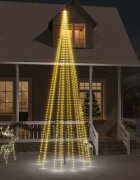 vidaXL Коледна елха на флагщок топло бяло 732 LED 500 см