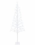 vidaXL Коледна елха с LED лампички Бяло 180 cm Стомана