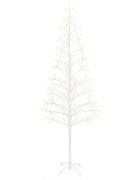 vidaXL Коледна елха с LED лампички Бяло 210 cm Стомана