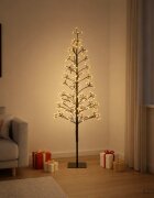 vidaXL Коледна елха с LED лампички Черно 150 cm Стомана
