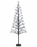 vidaXL Коледна елха с LED лампички Черно 180 cm Стомана