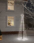 vidaXL Коледна елха с шип студено бяло 108 LED 180 см