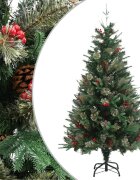 vidaXL Коледна елха с шишарки зелена 150 см PVC и PE