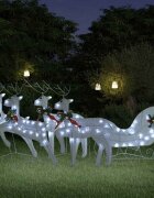 vidaXL Коледна украса елен и шейна 100 LED за открито бяло