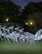 vidaXL Коледна украса елен и шейна 140 LED за открито бяло