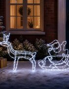 vidaXL Коледна украса елен и шейна LOVIISA 320 LED светодиода