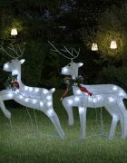 vidaXL Коледни елени 2 бр бели 40 LED