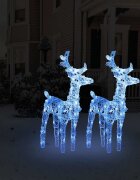 vidaXL Коледни елени 2 бр синя 80 LED акрил