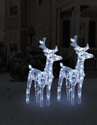 vidaXL Коледни елени 2 бр студено бяло 80 LED акрил