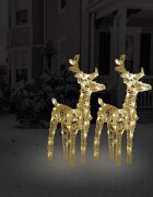 vidaXL Коледни елени 2 бр топло бяло 80 LED акрил