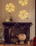 vidaXL Коледни фигури снежинки с LED 3 бр топло бяло 27x27 см