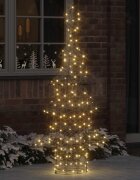 vidaXL Коледно дърво 160 LED светодиода Топло бяло 150 cm Ратан