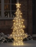vidaXL Коледно дърво 160 LED светодиода Топло бяло 151 cm PET