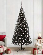 vidaXL Коледно дърво Черно 210 cm ПВЦ